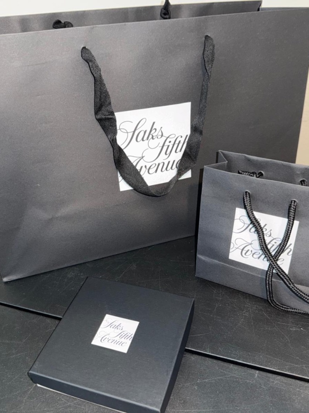 BRAND NEW Saks Gift Card Box & 2 SAKS Fifth Avenue Shopping Bags